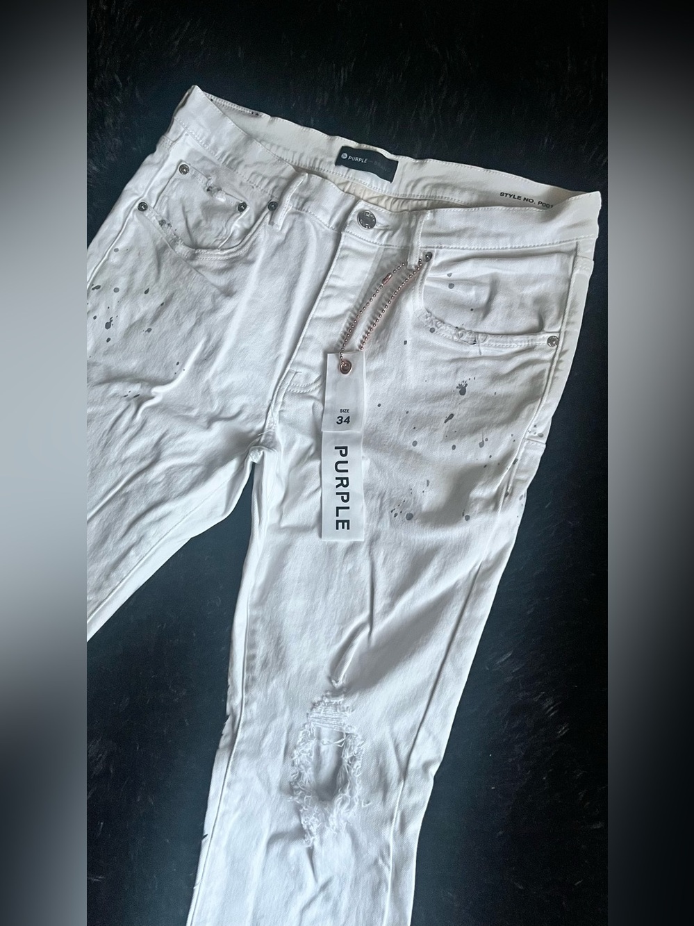 Purple Brand White Paint Splatter Ripped Jeans Men’s Size 34